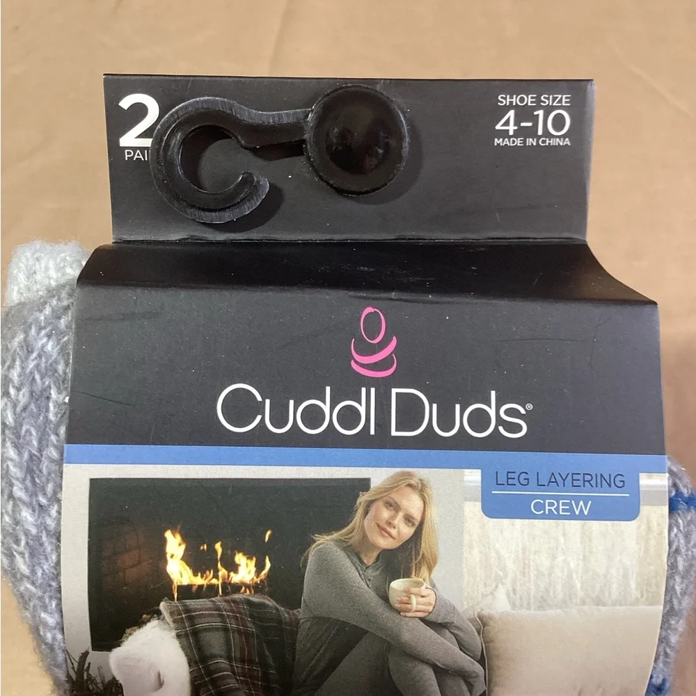 Cuddl Duds Leg Layering Crew Socks 2 Pairs Women's Shoe Size 4-10
